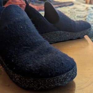 Black Textured Slip-On Shoes